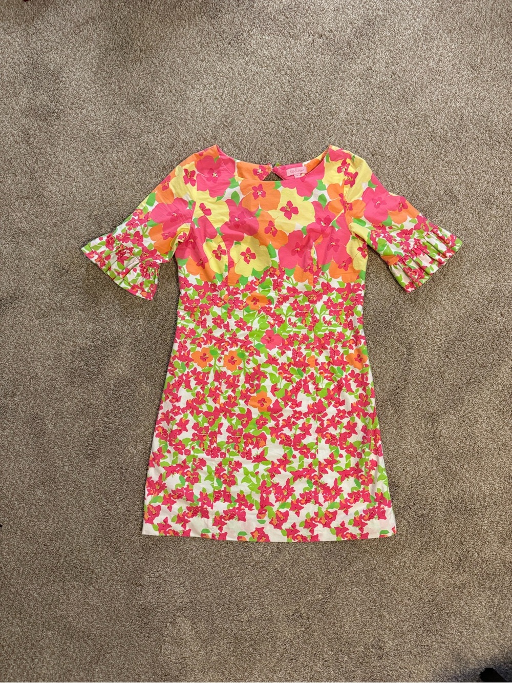 Lilly Pulitzer Pink, Lime & Orange Floral Shift Dress